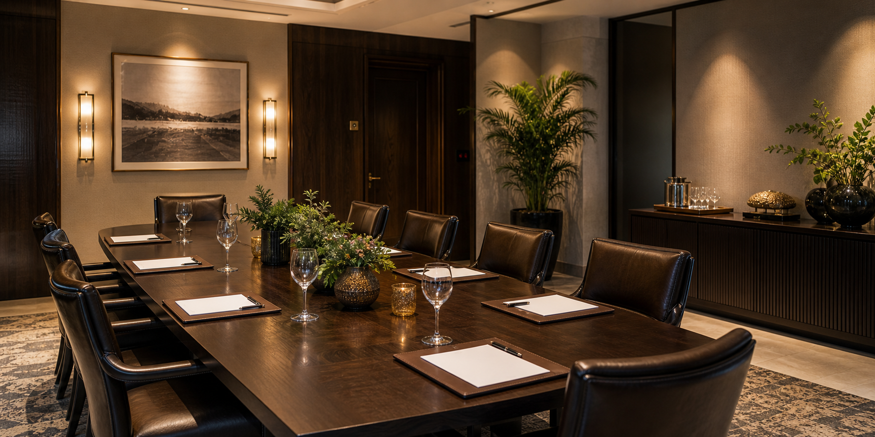 Mesa privada para reuniones corporativas en hotel premium